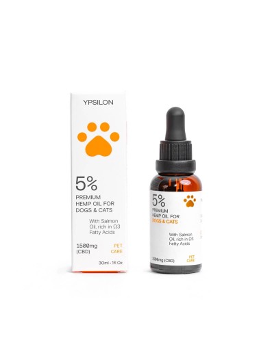 YPSILON 5% (1500mg) «PET CARE» Έλαιο Κάνναβης CBD με Έλαιο Σολομού για Κατοικίδια – 30ml